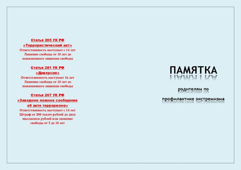Подробнее о статье Памятка родителям по профилактике экстремизма
